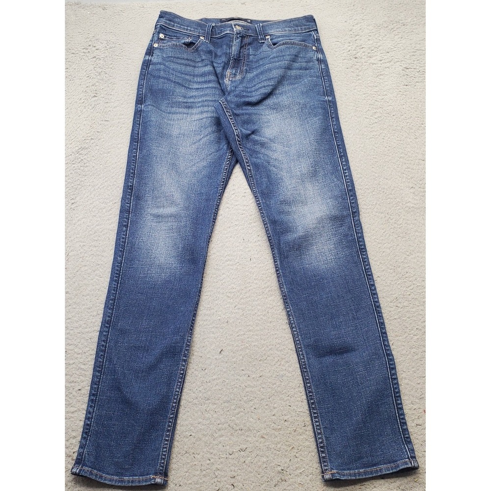 Hollister Athletic Skinny Jeans Mens 32x34 Blue Advanced Stretch Faded Whiskered